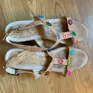 Bob Baker Cork with Multi Colored Flowers - Size Women's 9